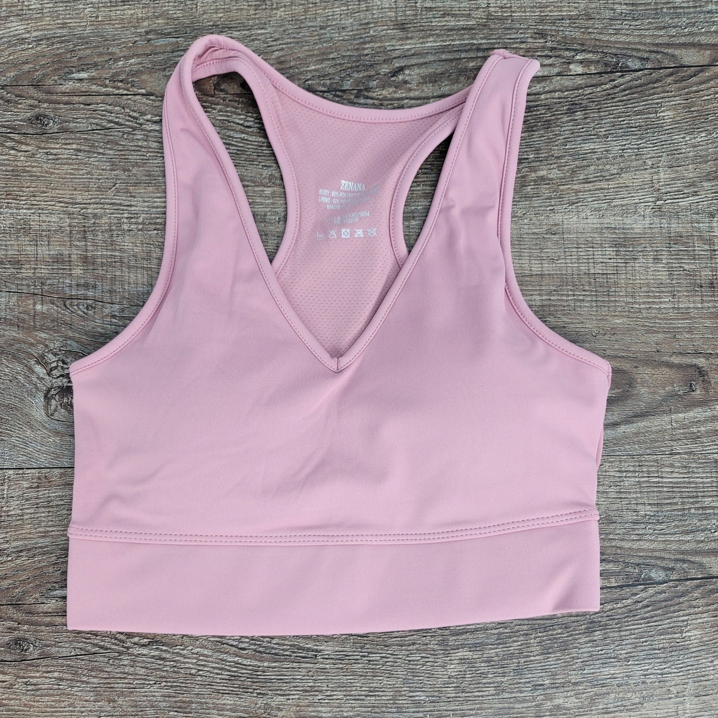 Hazel Blues® | ATHLETIC RACERBACK CROPPED TANK TOP W/BUILT-IN BRA