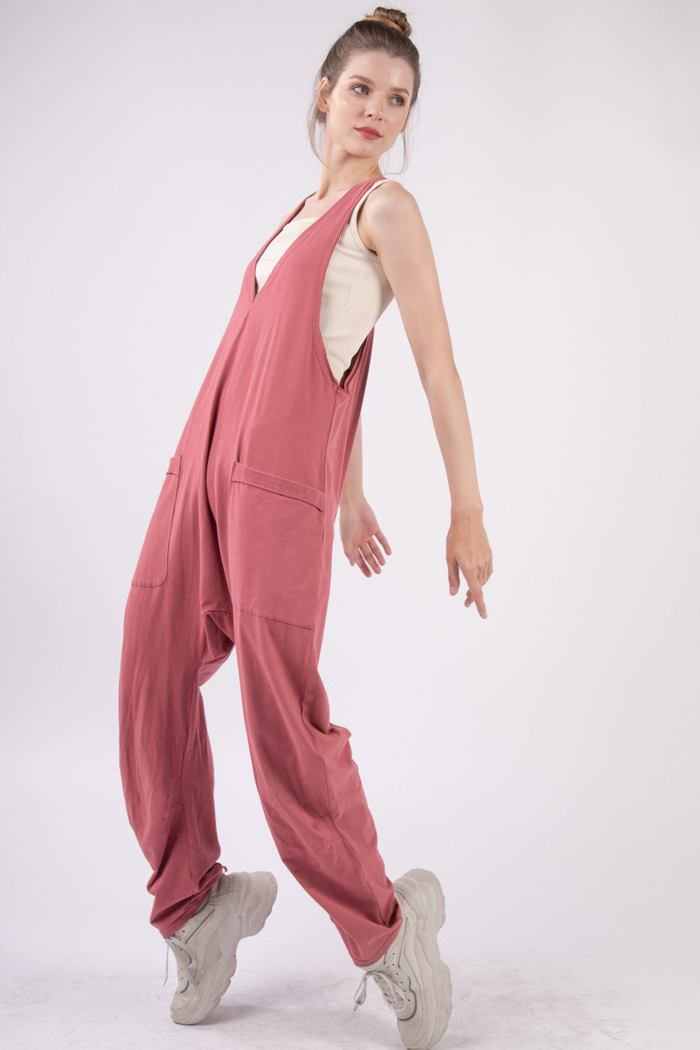 Hazel Blues® | VERY J Plunge Sleeveless Jumpsuit with Pockets