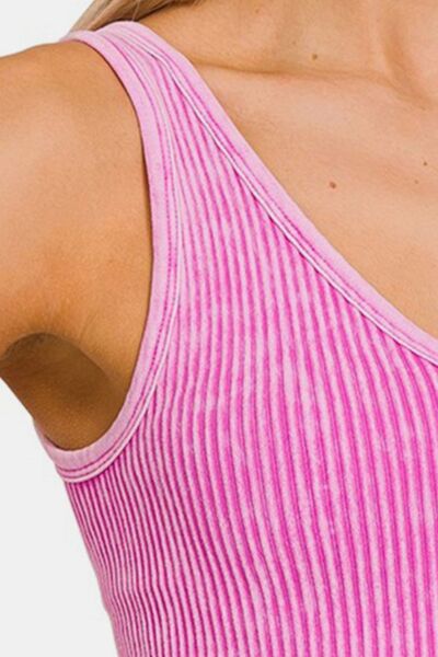 Hazel Blues® | Zenana Washed Ribbed Cropped Tank