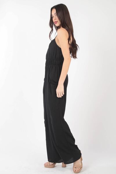 Hazel Blues® | VERY J Pintuck Detail Woven Sleeveless Jumpsuit