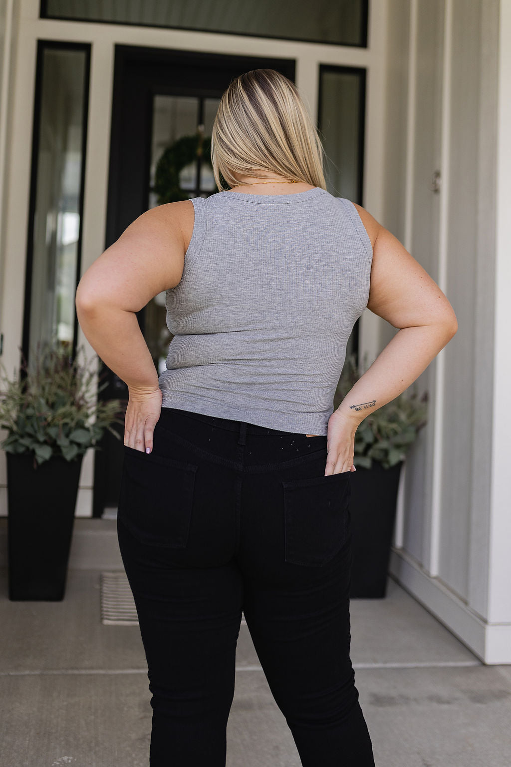 Hazel Blues® | Just One More Ribbed Tank in Heather Grey