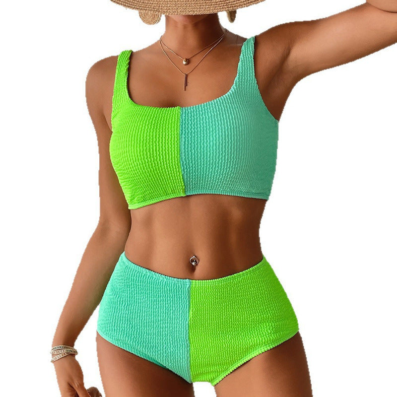 Slit Solid Bikini Set