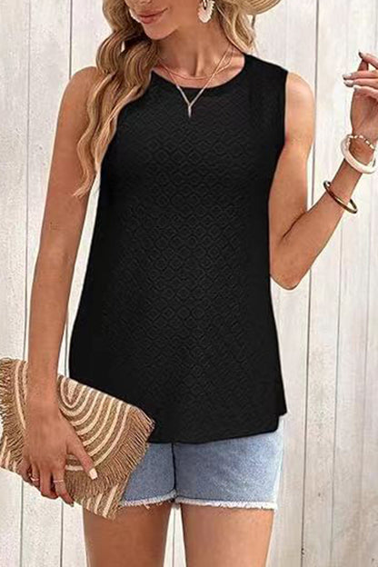 Hazel Blues® |  Eyelet Round Neck Tank