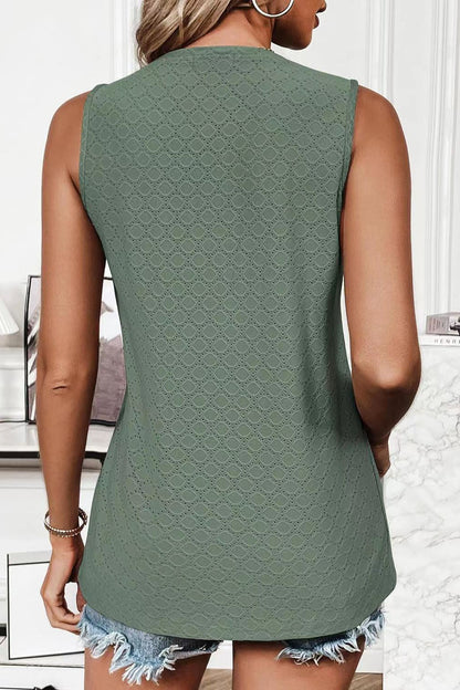Hazel Blues® |  Eyelet Round Neck Tank