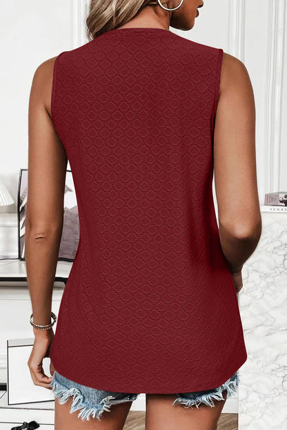 Hazel Blues® |  Eyelet Round Neck Tank