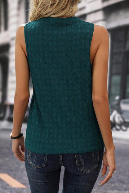 Hazel Blues® |  Solid Notched Sleeveless Blouse