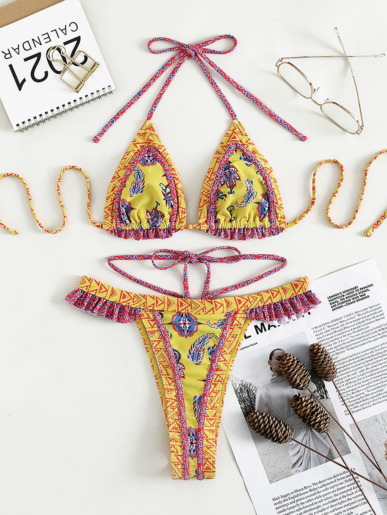 Yellow Halter Bikini Set
