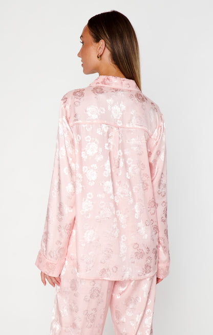 Classic Cropped PJ Set ~ Pink Floral Silky
