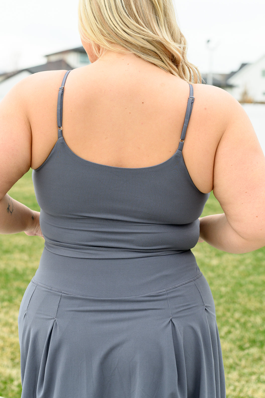 Hazel Blues® |  Hot Yoga Tank in Titanium