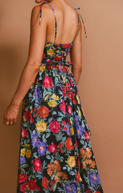 Juliet Maxi Dress ~ Charm Peony Black Taffeta