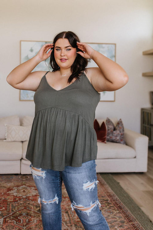 Hazel Blues® |  Never Not Loving V-Neck Cami in Gray Green