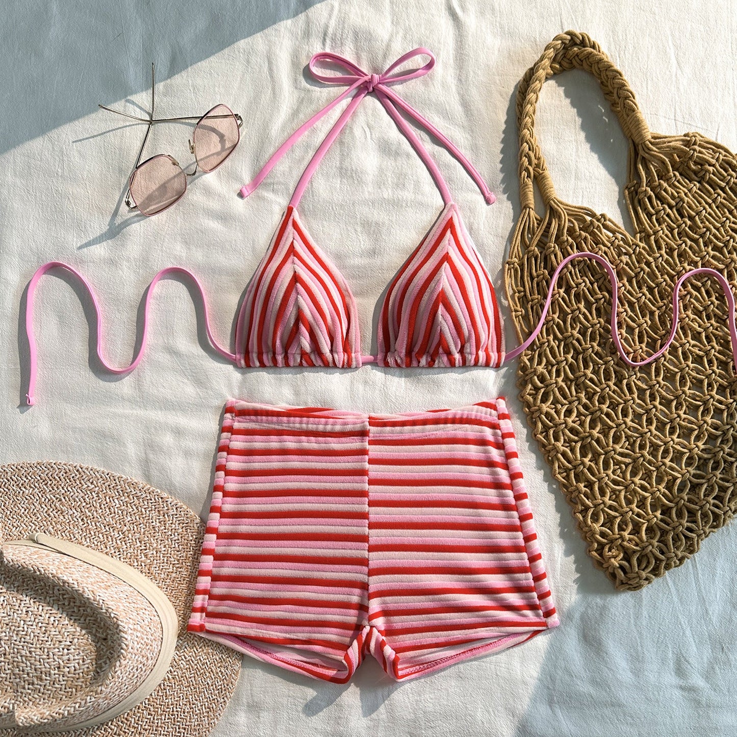 Striped Towel One-Piece Swimsuit