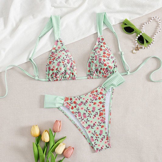 Print Slit Bikini Set