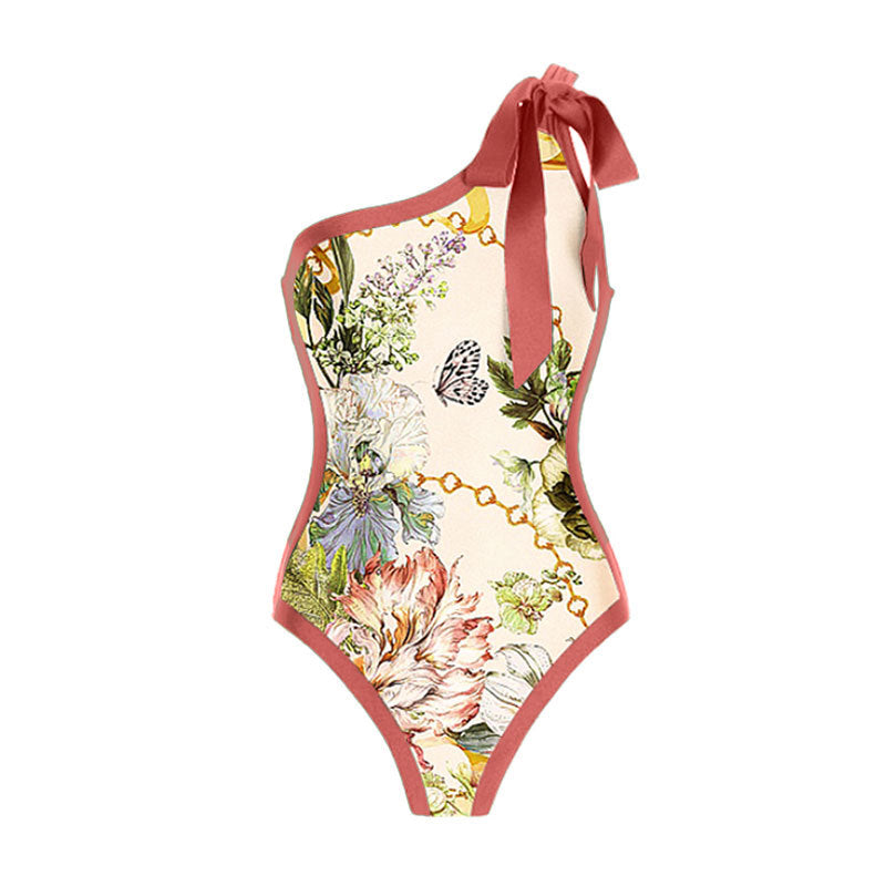 Retro One-Shoulder Bikini Set