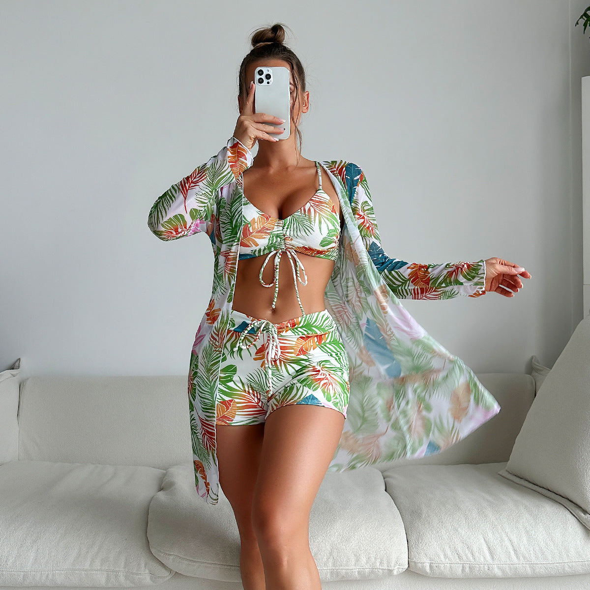 Slit Three-Way One-Piece Swimsuit