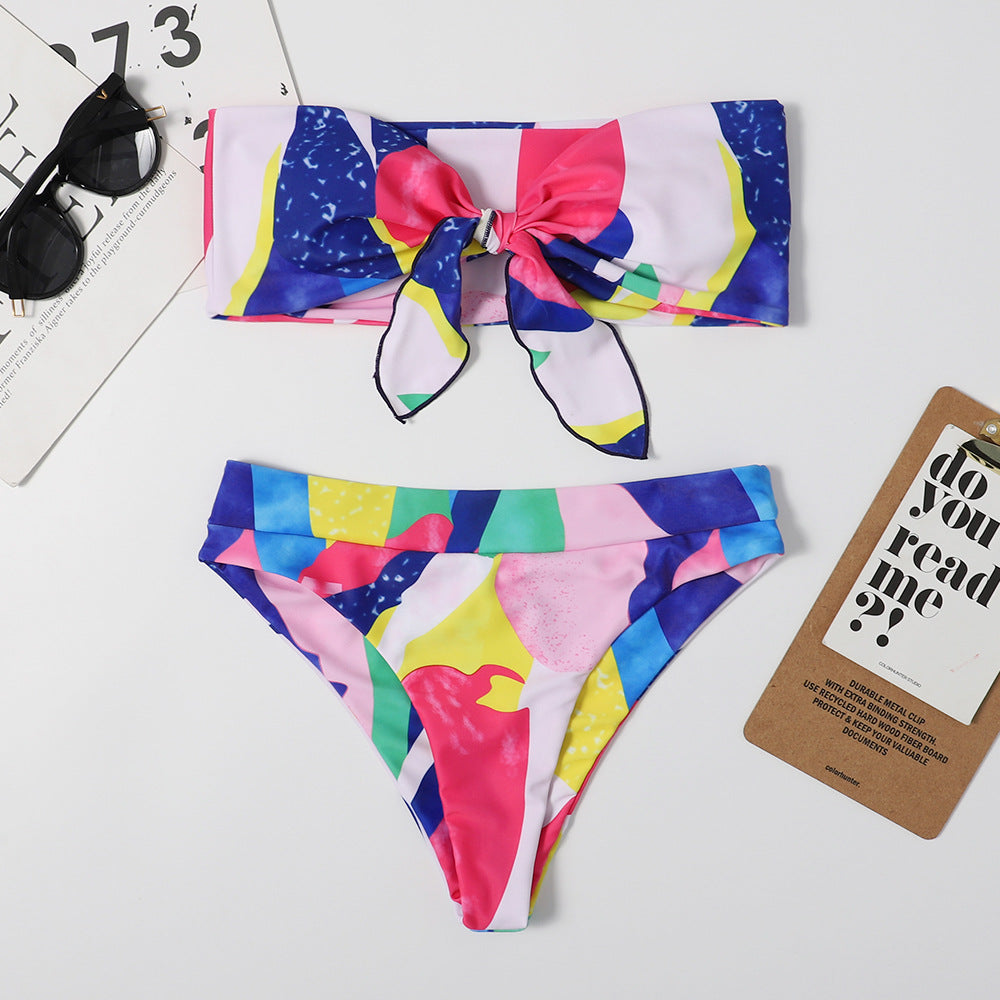 Print Tie One-Piece Swimsuit