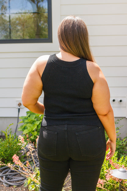 Hazel Blues® |  Previous Engagement Halter Neck Sweater Tank in Black