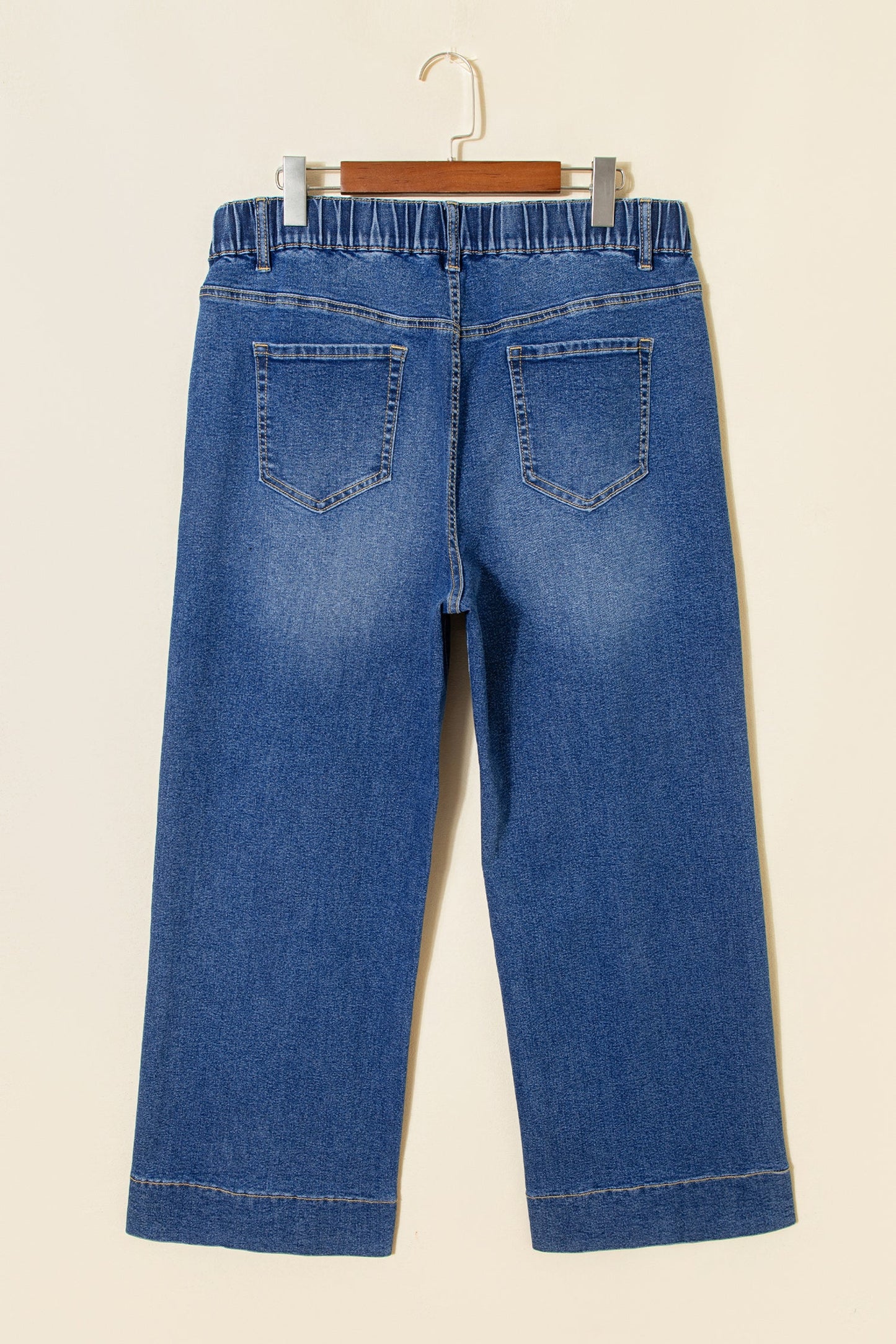 Dark Blue Acid Wash Contrast Lace-up Plus Size Jeans