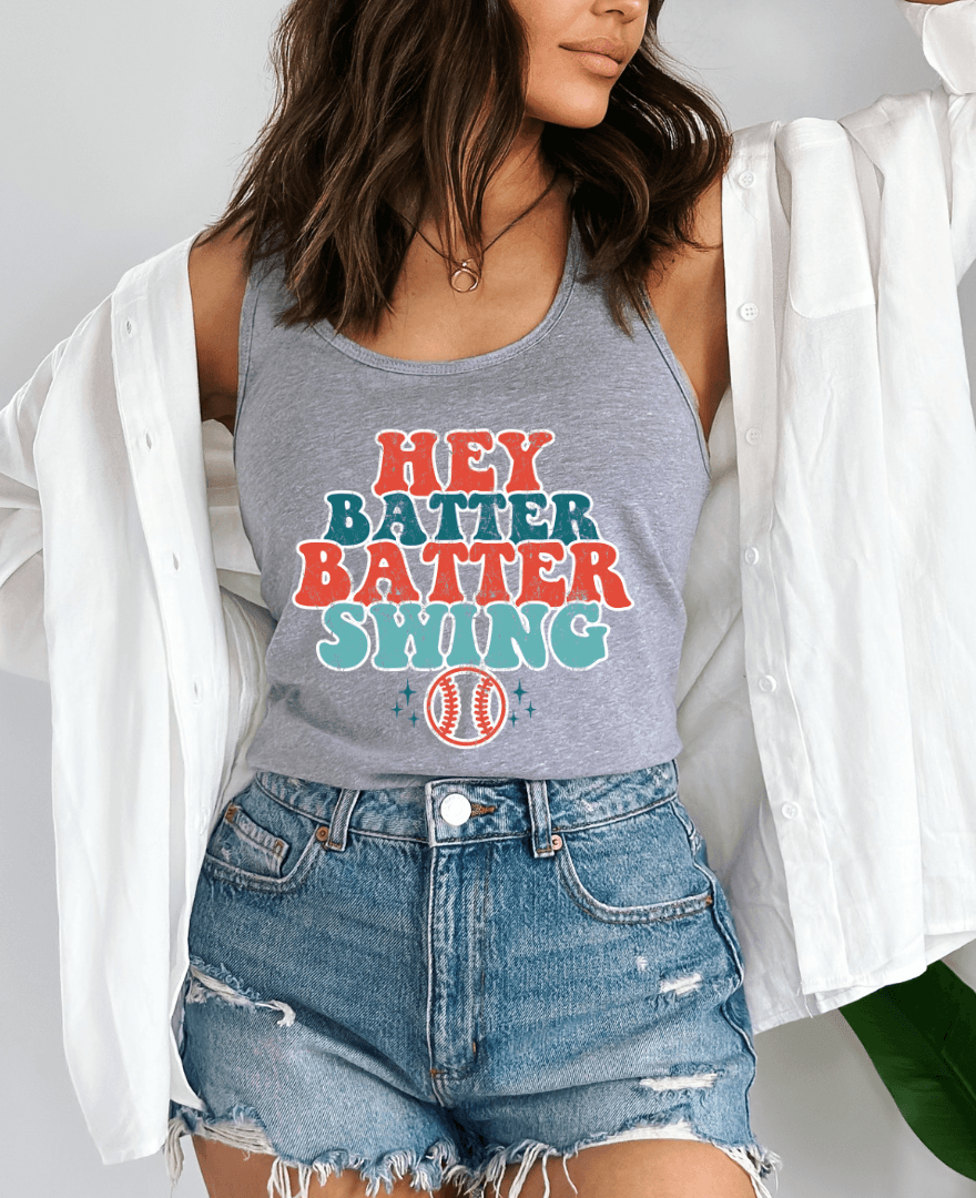 Hazel Blues® | Hey Batter Batter Swing Graphic Racerback Tank