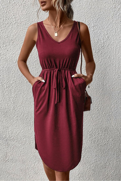 Hazel Blues® |  V-Neck Curved Hem Sleeveless Dress